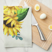Yellow Sunflower Bouquet in Watercolor Geschirrtuch (Viertel Falte)