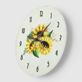 Yellow Sunflower Bouquet in Watercolor Große Wanduhr (Winkel)