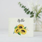 Yellow Sunflower Bouquet in Watercolor Postkarte (Stehend Vorderseite)