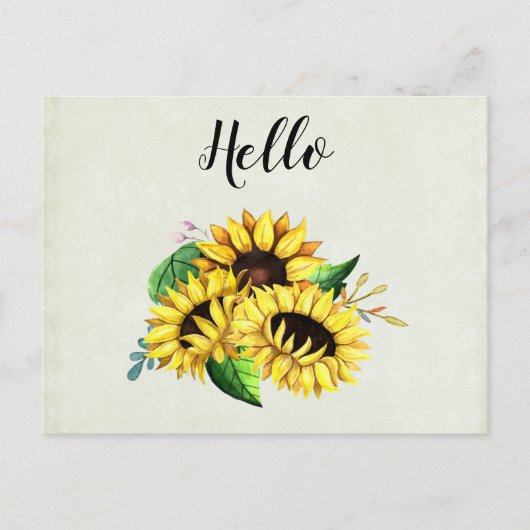 Yellow Sunflower Bouquet in Watercolor Postkarte (Vorderseite)