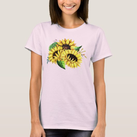 Yellow Sunflower Bouquet in Watercolor T-Shirt (Vorderseite)