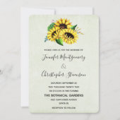 Yellow Sunflower Bouquet in Watercolor Wedding Einladung (Vorderseite)