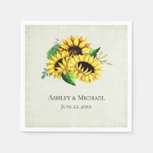 Yellow Sunflower Bouquet in Watercolor Wedding