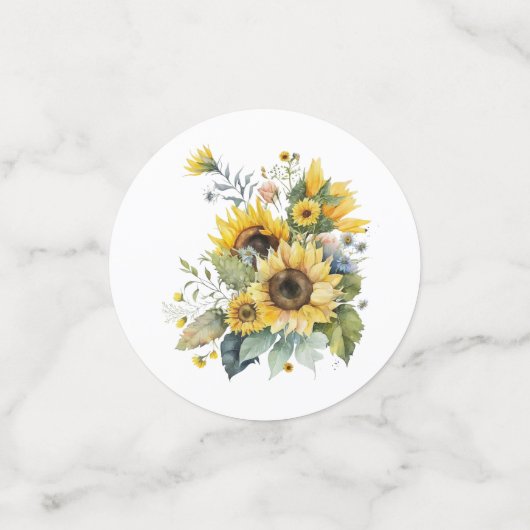 Yellow Sunflower Bouquets Konfetti (Klein Vorderseite)