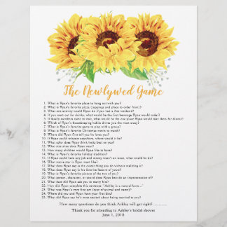 Yellow Sunflower Brautparty Games Flyer