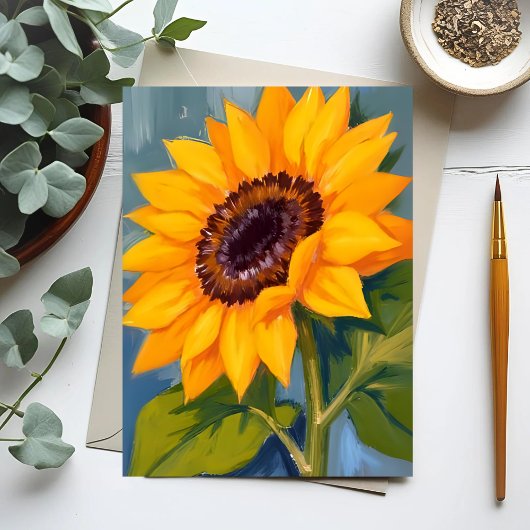 Yellow Sunflower Bright Watercolor Floral Postkarte