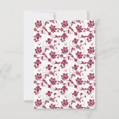 Yellow Sunflower Burgundy Damask Wedding RSVP Card Karte (Rückseite)