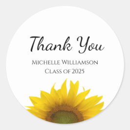 Yellow Sunflower Class 2025 Graduate Vielen Dank Runder Aufkleber