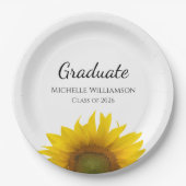 Yellow Sunflower Class of 2025 Graduation Party Pappteller (Vorderseite)