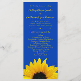 Yellow Sunflower Cobalt Blue Wedding Program Programm