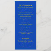 Yellow Sunflower Cobalt Blue Wedding Program Programm (Rückseite)