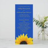 Yellow Sunflower Cobalt Blue Wedding Program Programm (Stehend Vorderseite)