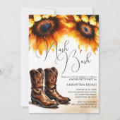 Yellow Sunflower Cowboy Boots Bachelorette Weekend Einladung (Vorderseite)