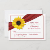 Yellow Sunflower Deep Red Ribbon Wedding RSVP (Vorderseite)