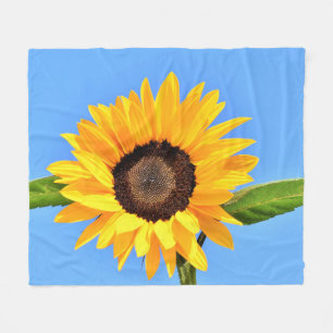 Yellow Sunflower Fleece Blanket Blue Sky