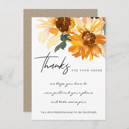 YELLOW SUNFLOWER FLORAL CORPORATE Business LOGO Dankeskarte (Vorne/Hinten)