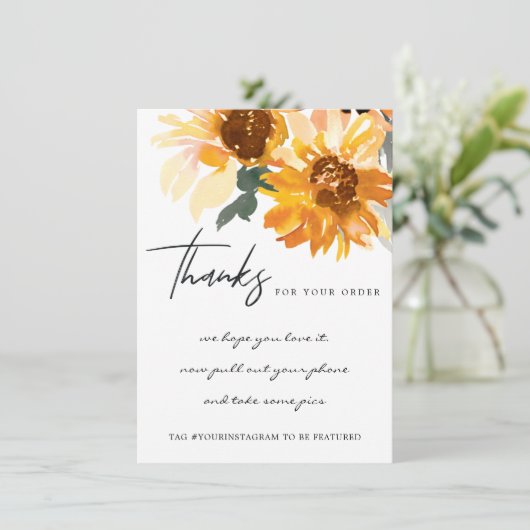 YELLOW SUNFLOWER FLORAL CORPORATE Business LOGO Dankeskarte (Stehend Vorderseite)