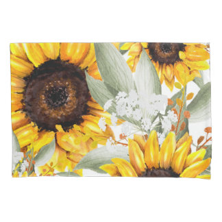 Yellow Sunflower Floral Rustic Fall Flower Kissenbezug