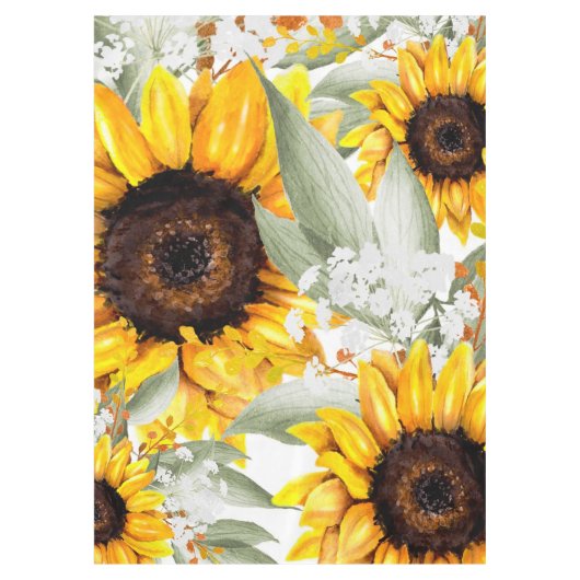 Yellow Sunflower Floral Rustic Fall Flower Tischdecke (Vorderseite)