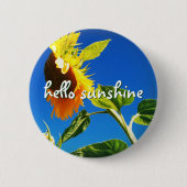 Yellow Sunflower Foto Hello Sunshine Script Bold Button (Vorderseite)