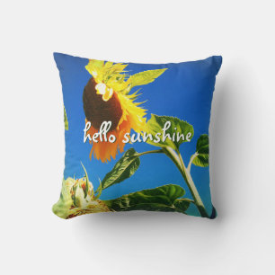 Yellow Sunflower Foto Hello Sunshine Script Bold Kissen
