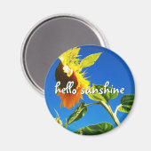 Yellow Sunflower Foto Hello Sunshine Script Bold Magnet (Vorderseite/Rückseite)
