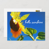 Yellow Sunflower Foto Hello Sunshine Script Bold Postkarte (Vorne/Hinten)