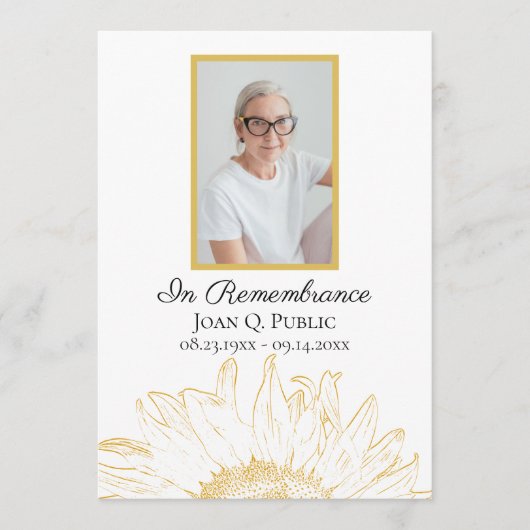 Yellow Sunflower Graphic Funeral Memorial Service Programm (Vorderseite)