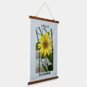 Yellow Sunflower Hello Sunshine Pine Wandteppich Mit Holzrahmen (Gewinkelt)