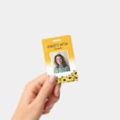 Yellow Sunflower Kindergarten Lehrer Ausweis (Handheld)