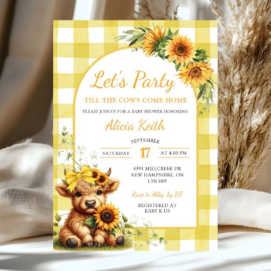 Yellow Sunflower Let's Party Baby Shower Invitatio Einladung