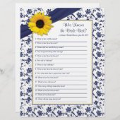 Yellow Sunflower Navy Blue Brautparty Game (Vorne/Hinten)