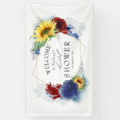 Yellow Sunflower Navy Blue Burgundy Brautparty Banner (Vertikal)