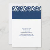 Yellow Sunflower Navy Damask Brautparty Einladung (Rückseite)