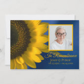 Yellow Sunflower on Blue Death Anniversary   Einladung (Vorderseite)