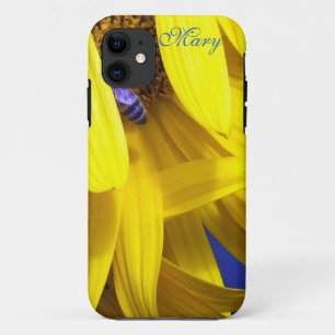 Yellow Sunflower Petals N Blue Bee iPhone 5 Fall Case-Mate iPhone Hülle