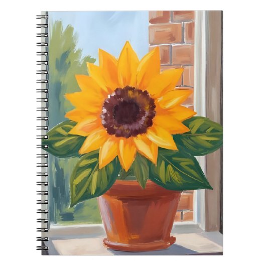 Yellow Sunflower Pot Floral Watercolor Notizblock (Vorderseite)