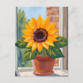 Yellow Sunflower Pot Floral Watercolor Postkarte (Vorderseite)