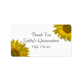 Yellow Sunflower Quinceanera Danke Ihnen für Tags Adressaufkleber
