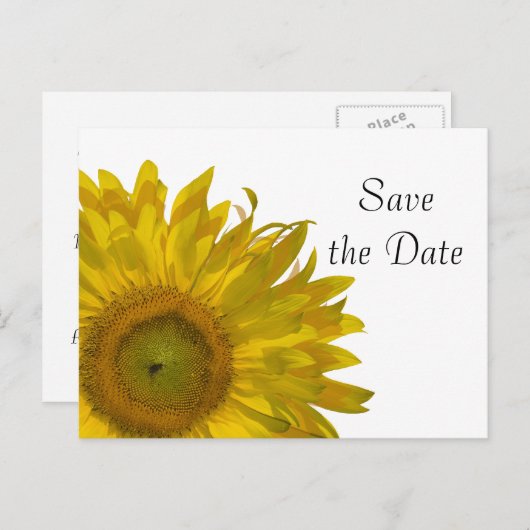 Yellow Sunflower Quinceanera Save the Date Ankündigungspostkarte (Vorne/Hinten)