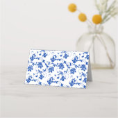 Yellow Sunflower Royal Blue Floral Wedding Platzkarte (Rückseite)