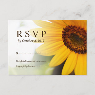 Yellow Sunflower Summer Wedding RSVP Card