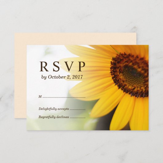 Yellow Sunflower Summer Wedding RSVP Card (Vorne/Hinten)
