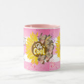 Yellow Sunflower trendy vibrant color paper art Tasse (Zentrum)