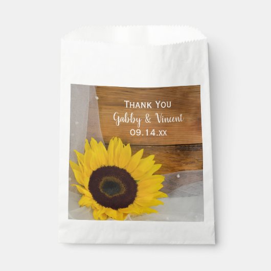 Yellow Sunflower Veil Country Wedding Danke Geschenktütchen (Vorderseite)