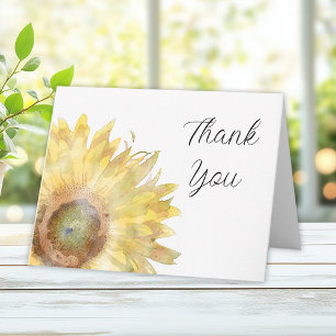 Yellow Sunflower Watercolor Vielen Dank Dankeskarte