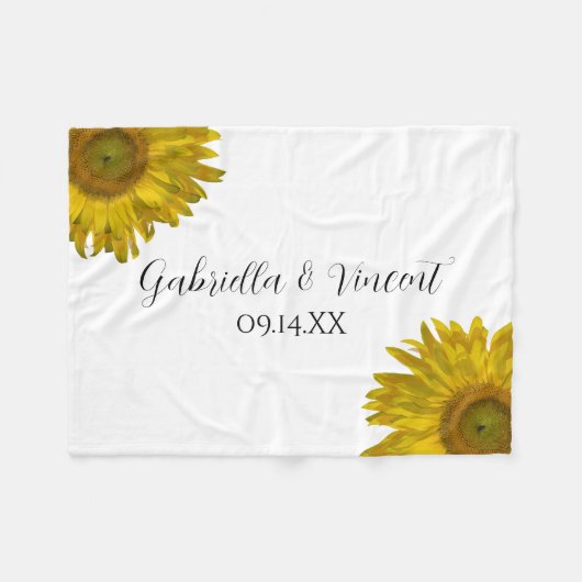 Yellow Sunflower Wedding Fleecedecke (Vorderseite (Horizontal))