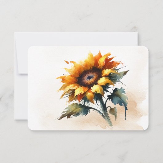Yellow Sunflower Wedding RSVP Card (Rückseite)