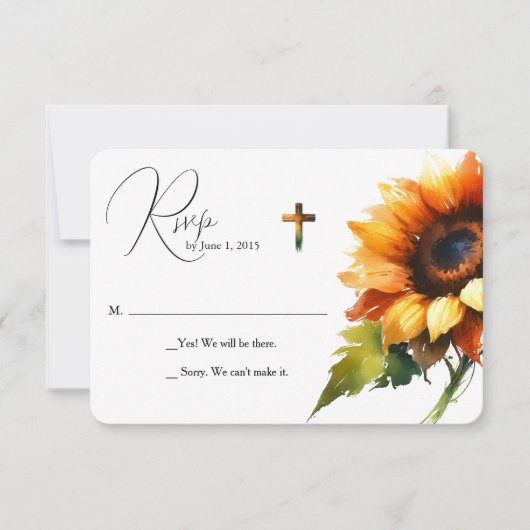 Yellow Sunflower Wedding RSVP Card (Vorderseite)