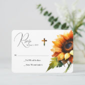 Yellow Sunflower Wedding RSVP Card Karte (Stehend Vorderseite)